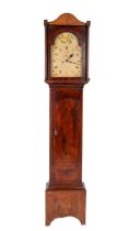 An Irish Provincial mahogany cased Grandfather Clock, the hood with arch top and sunburst