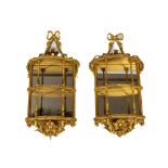 A pair of attractive 19th Century gilt and gesso three tier mirror back Wall Brackets, in the