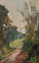 W.G.M., 20th Century English School "The Woodland Path," O.O.B., approx. 35cms x 25cms (10" x