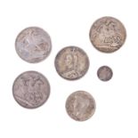 Coins: a group of four silver Crowns, a Queen Victoria head, to include two - 1889 (one shield