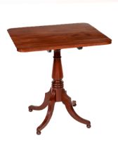 A 19th Century mahogany square flip-top Occasional Table, on turned pillar support on four