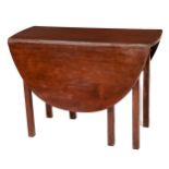 A 19th Century Irish Provincial mahogany drop-leaf gate-leg Table, with demi-lune flaps on square
