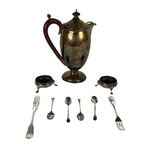 An English silver Coffee Pot, with wooden handle and finial, Birmingham, J. Collyer Ltd., the ewer