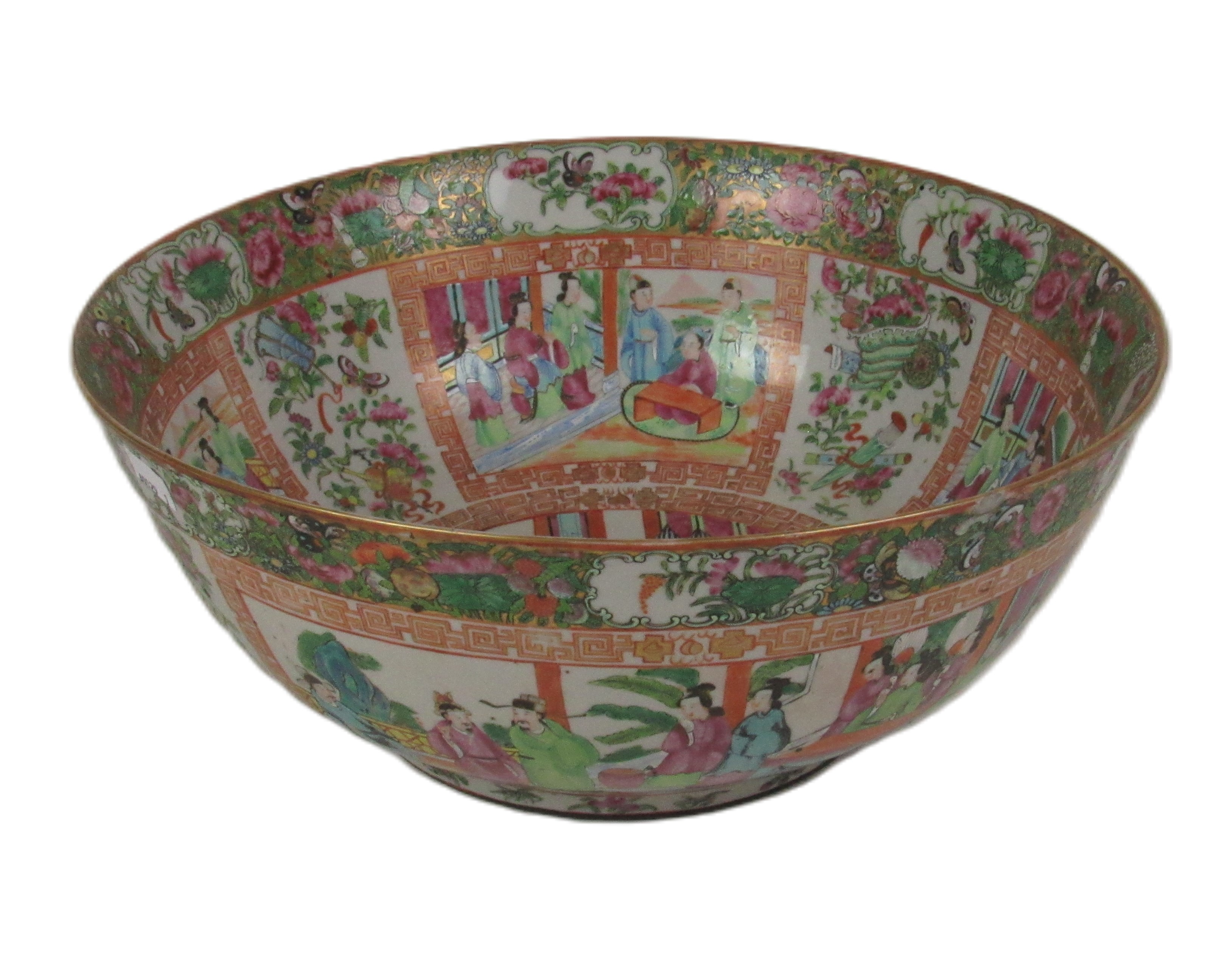A 19th Century Cantonese Bowl, the interior decorated in the typical taste with flowers, birds and - Image 2 of 8
