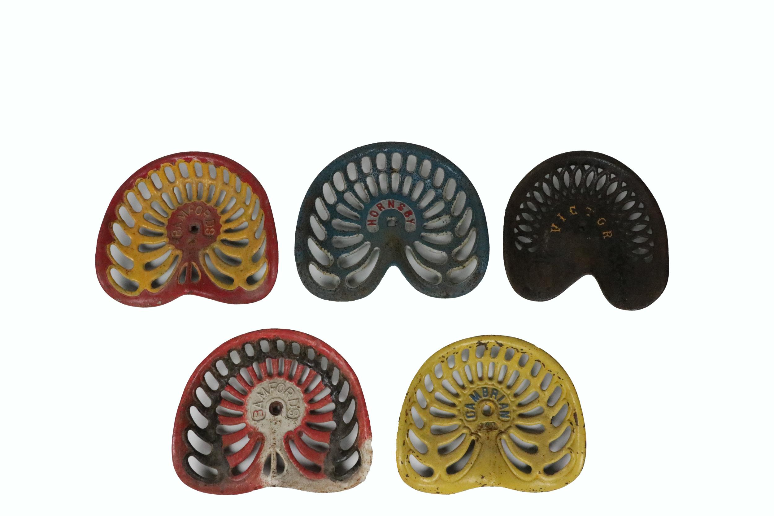 Tractor Machine Seats. Gambrian 148, painted yellow' Bamford - painted yellow and red; Hornsby -