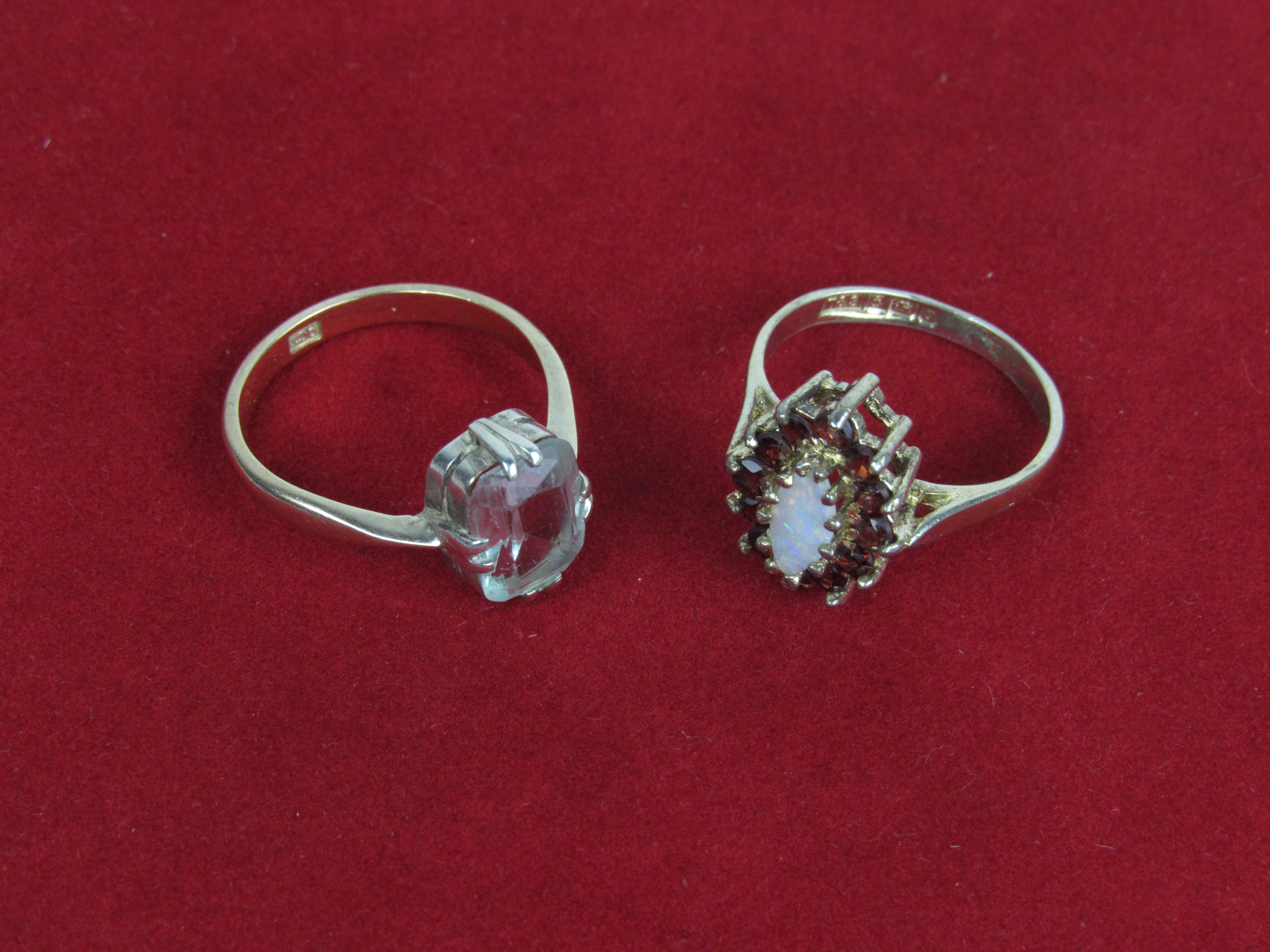 A Ladies silver gilt Ring Set, with central oval opal stone, surrounded by a ruby coloured garnet - Image 2 of 3