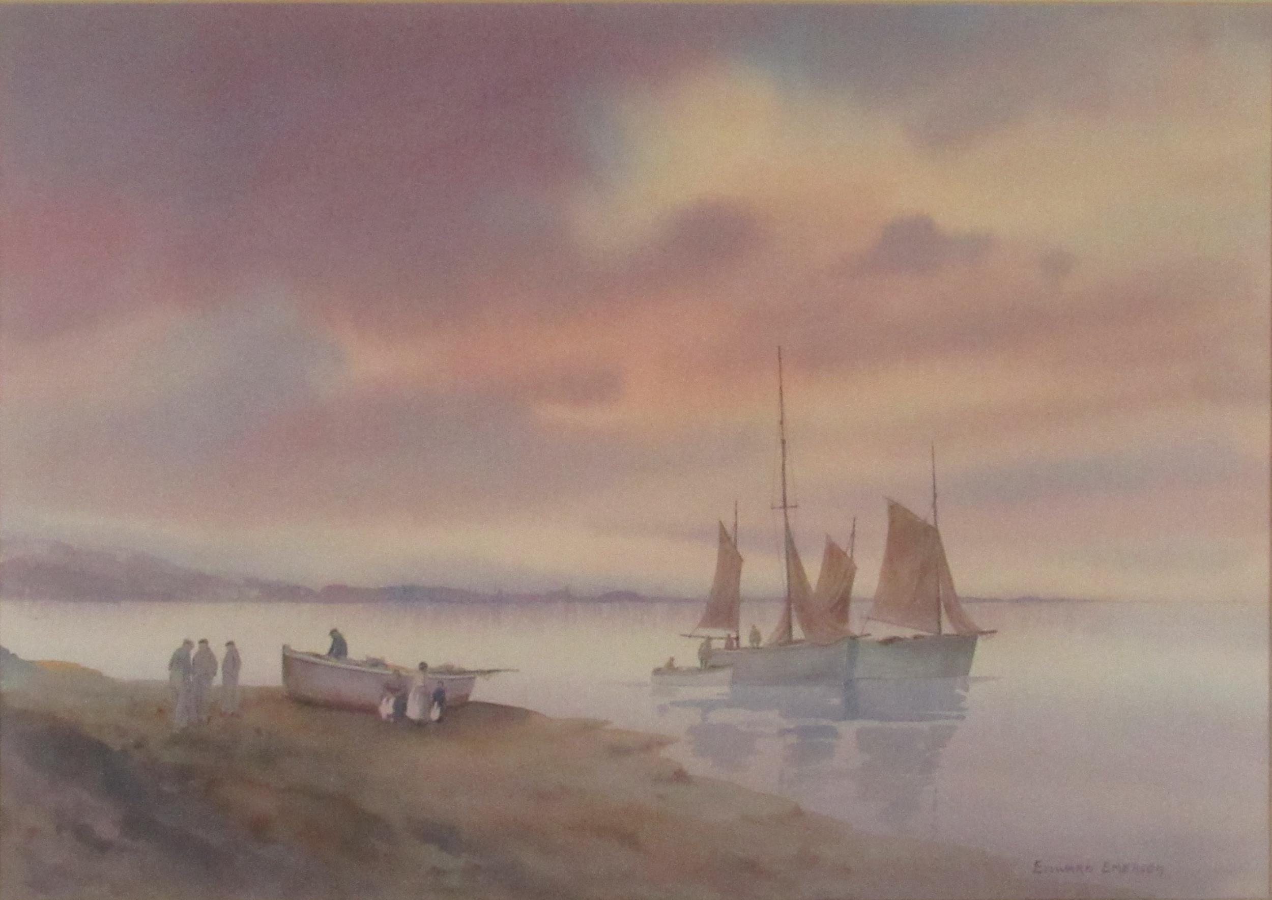Edward Emerson, Irish (XIX - XX) "Setting Sail," & "Bringing Home the Catch," a pair of - Image 2 of 2
