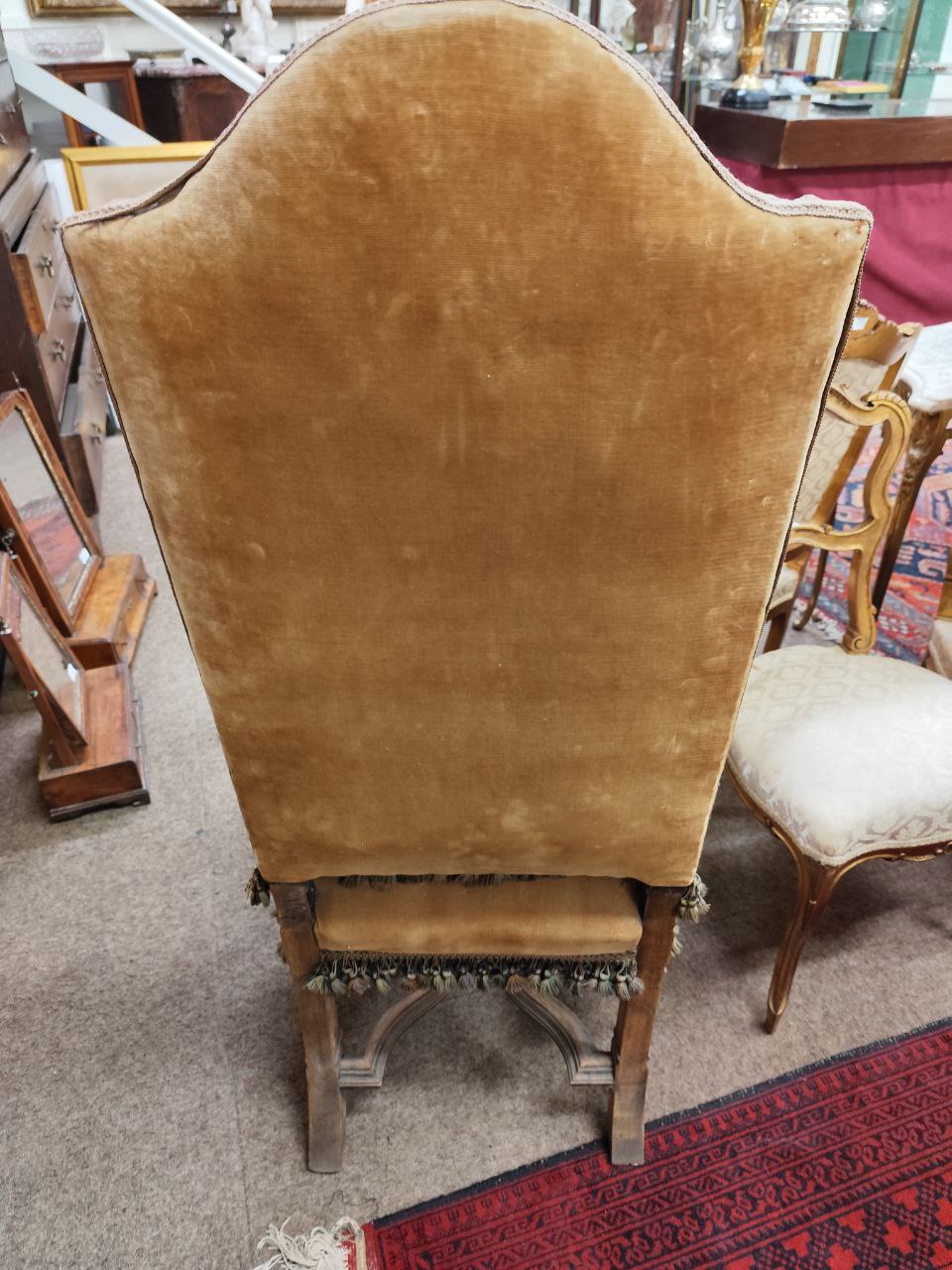 A pair of Louis XIV style walnut Side Chairs, on reeded shaped legs united by X stretchers, - Image 2 of 16