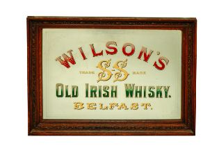 An important Advertisement or Branded Mirror, for "Wilson's - Trade Mark S.S. Old Irish whisky -