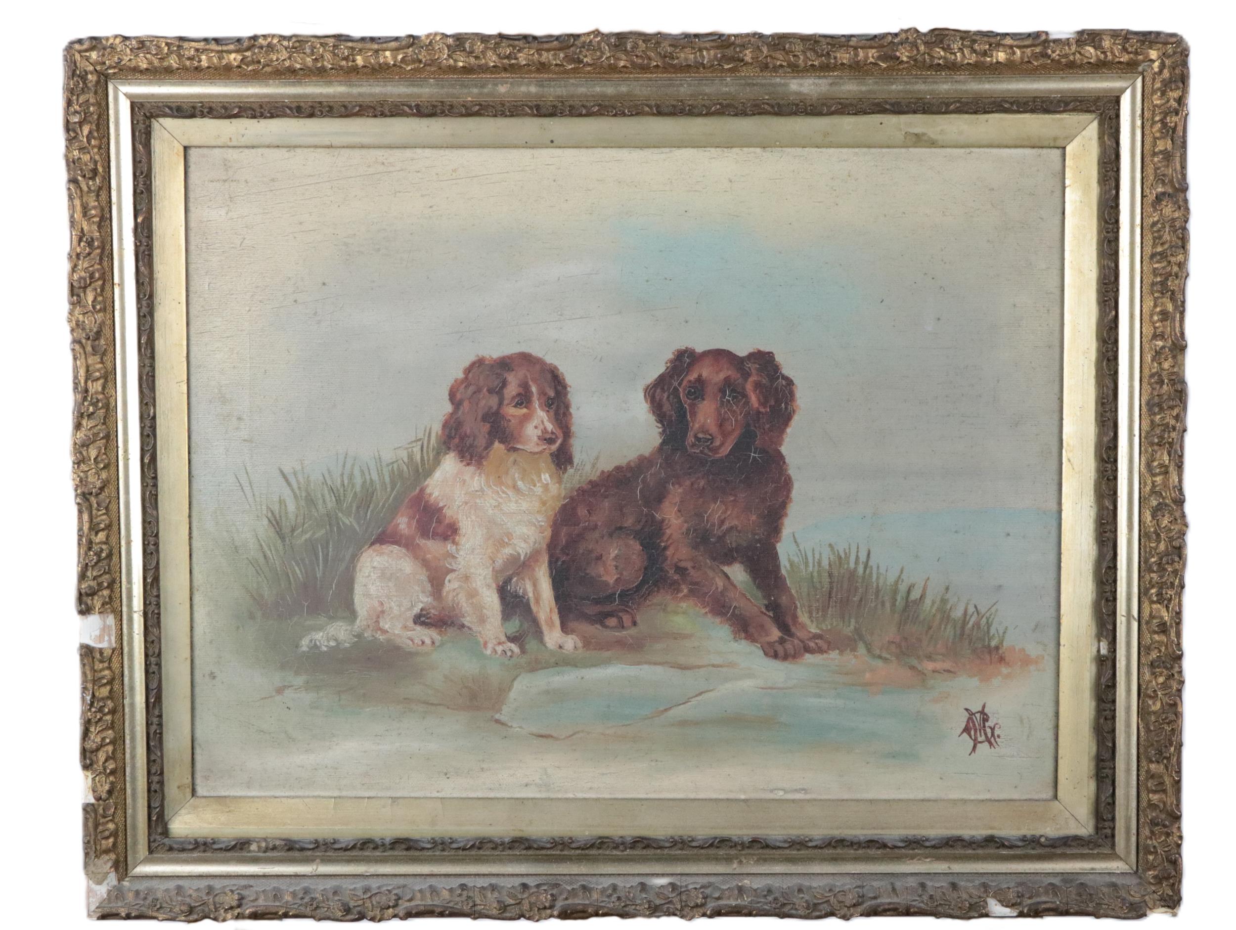 19th Century English School A large oval painting, "A Gun Dog retrieving a dead duck amidst - Bild 2 aus 3