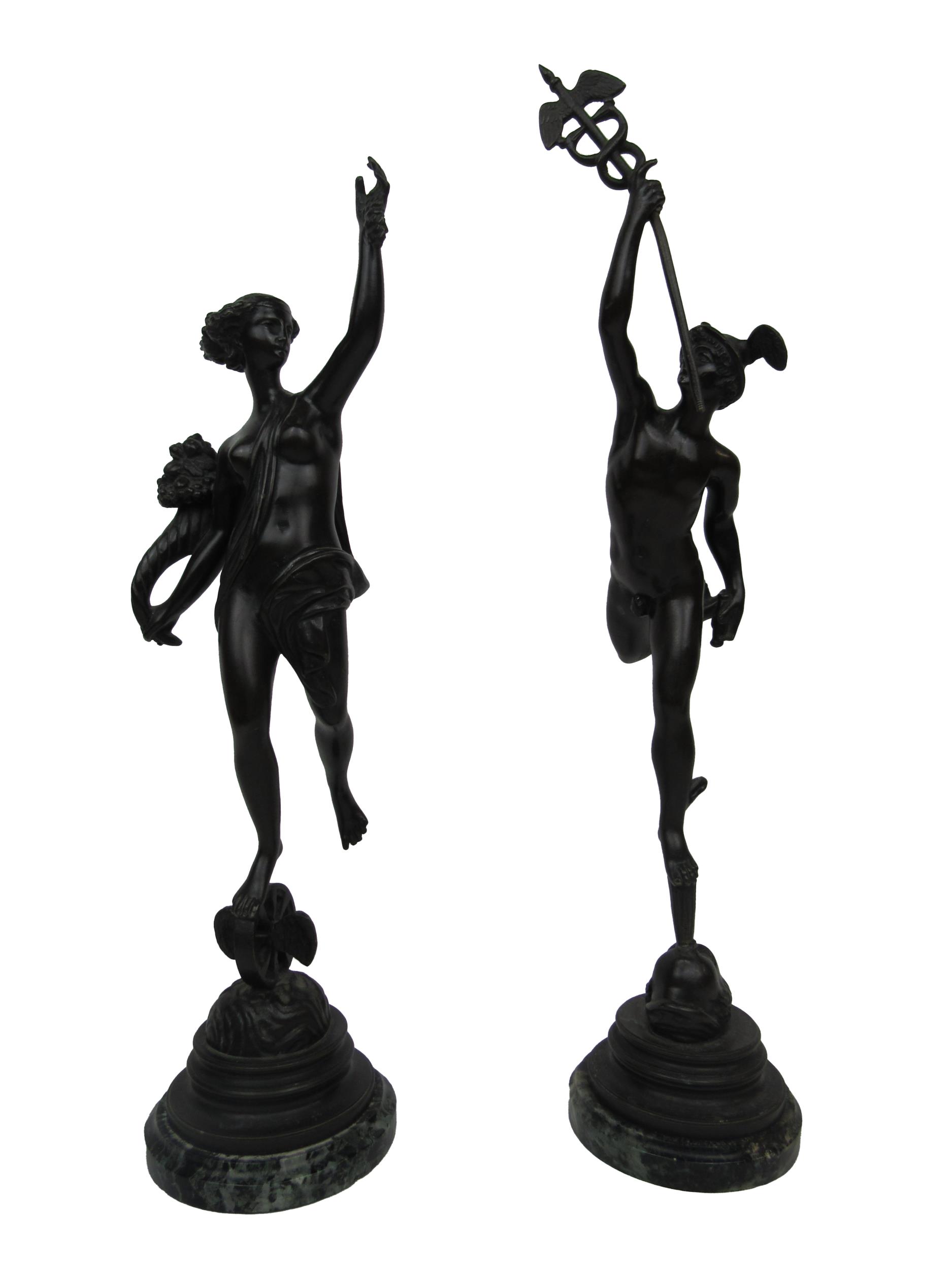 After Louis Guillaume Fulconis (1818-1873) & after Jean de Bologne (1529-1608) "La Fortuna," bronze,