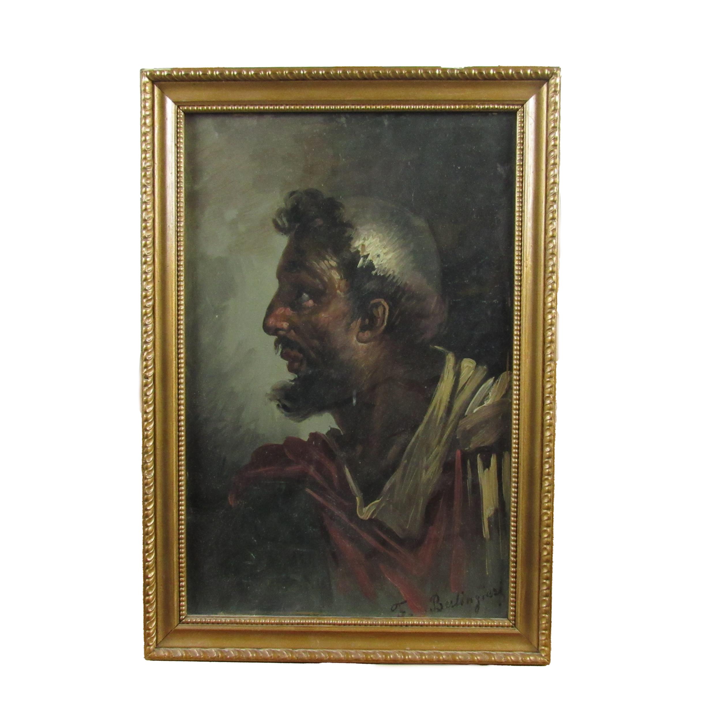 F. Berlingieri, Italian 19th / 20th Century "Portrait of an Arab Soldier," O.O.B., approx. 38cms x