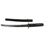 Militaria: A World War II period Japanese 'Wakizashi' Short Sword, the handle with black cloth and