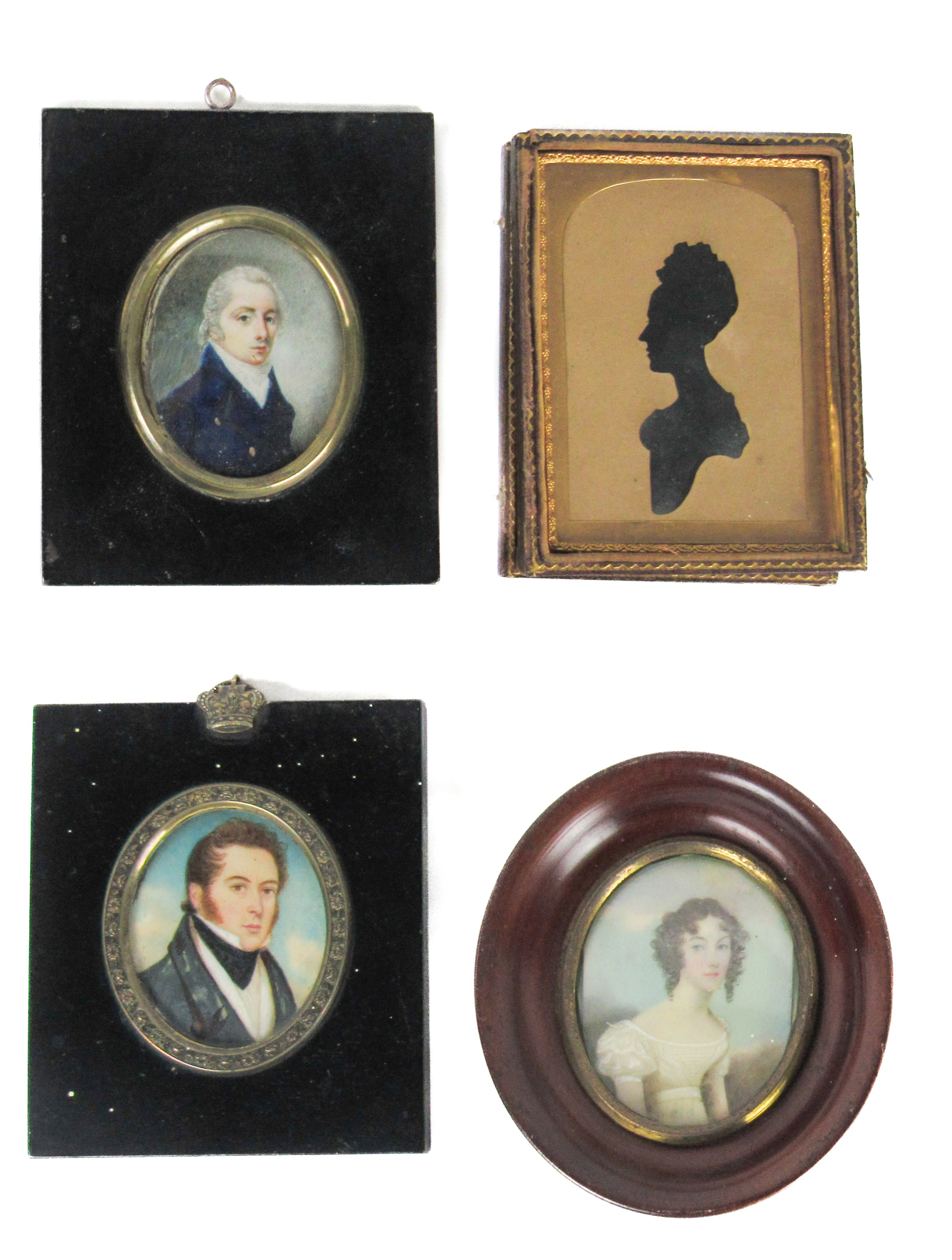 In the Manner of Adam Buck & Others Miniatures:  A group of four original watercolours of the