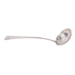 An important Irish Provincial silver Ladle, by George Moore, Limerick, c. 1770, the shaped handle