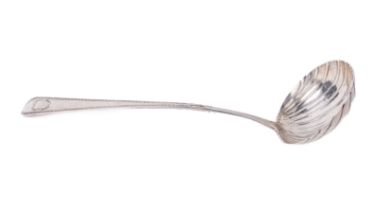 An important Irish Provincial silver Ladle, by George Moore, Limerick, c. 1770, the shaped handle