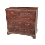 A Georgian Provincial oak Chest of Drawers, with tray top over two short and three long drawers with