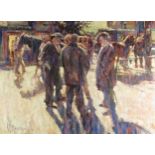 Arthur K. Maderson, Irish (b. 1942)  "Tullow Horse Fair, 1997," O.O.B., approx. 81cms x 112cms (