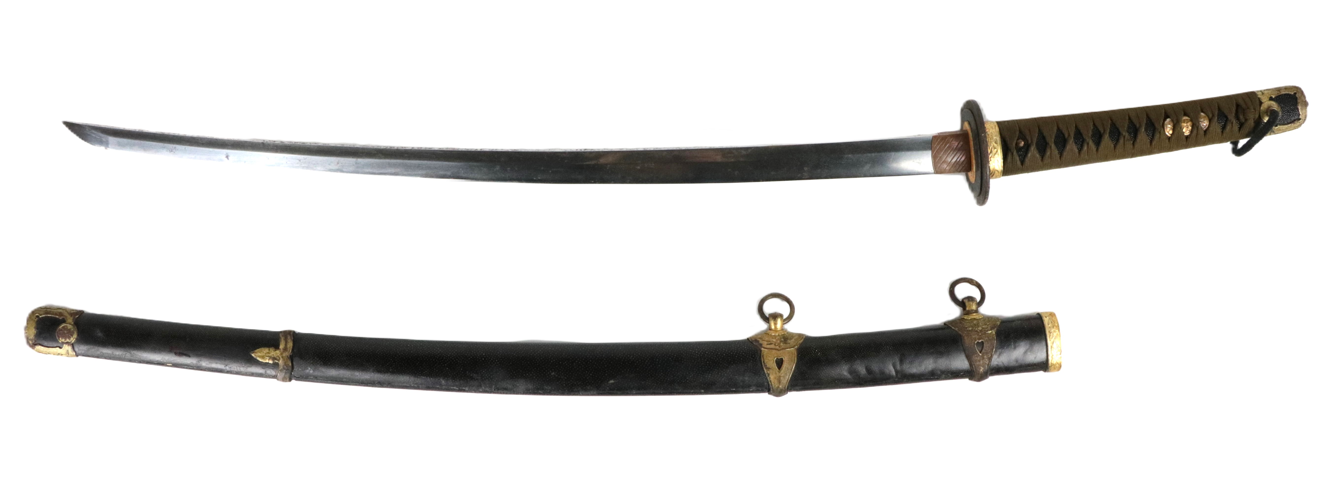 Militaria: A fine quality W.W.2 Japanese 'Katana' Naval Sword,' the handle with fish skin grip - Image 2 of 11