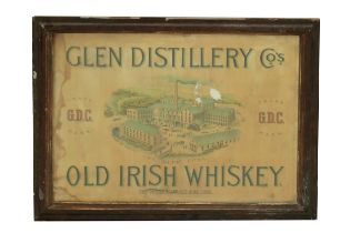 A rare original lithographic coloured Advertisement Print, for Glen Distillery Co.'s - Old Irish