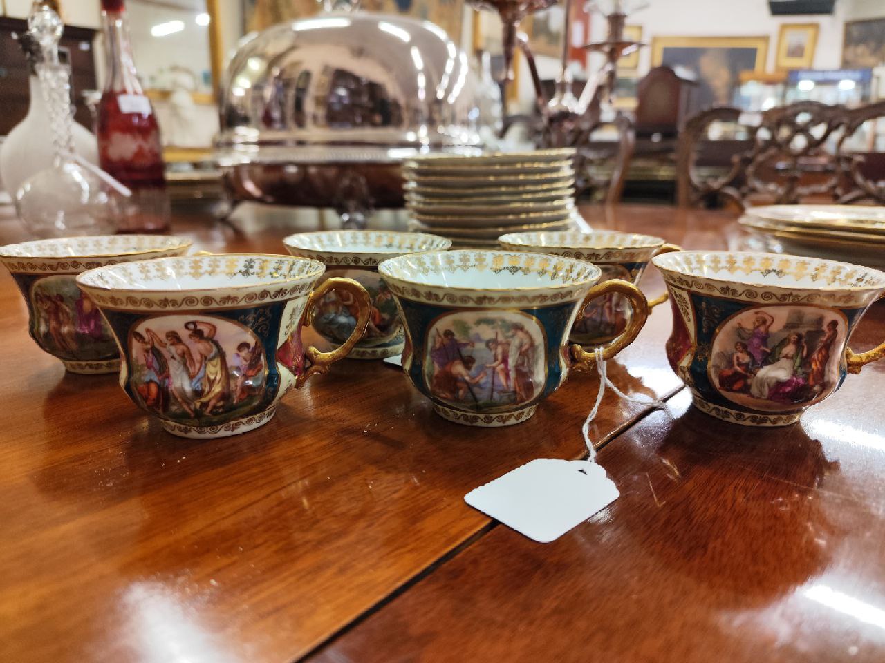 A quality hand painted classical design Tea and Coffee Service, Royal Vienna, decorated with - Image 14 of 15