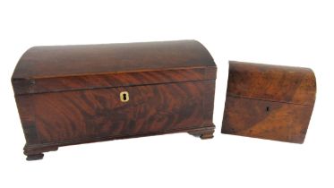 A 19th Century domed top Stationery Box, with rosewood crossbanding with fitted interior and bracket