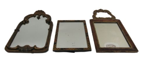 Mirrors: A small 19th Century walnut framed Wall Mirror, with carved giltwood corona; a shape