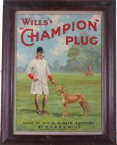 An original coloured lithographic Advertisement, for "Wills Champion Plug," - made at their Dublin