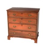 A Georgian mahogany Chest, of four long drawers, the plain moulded top over graduating drawers