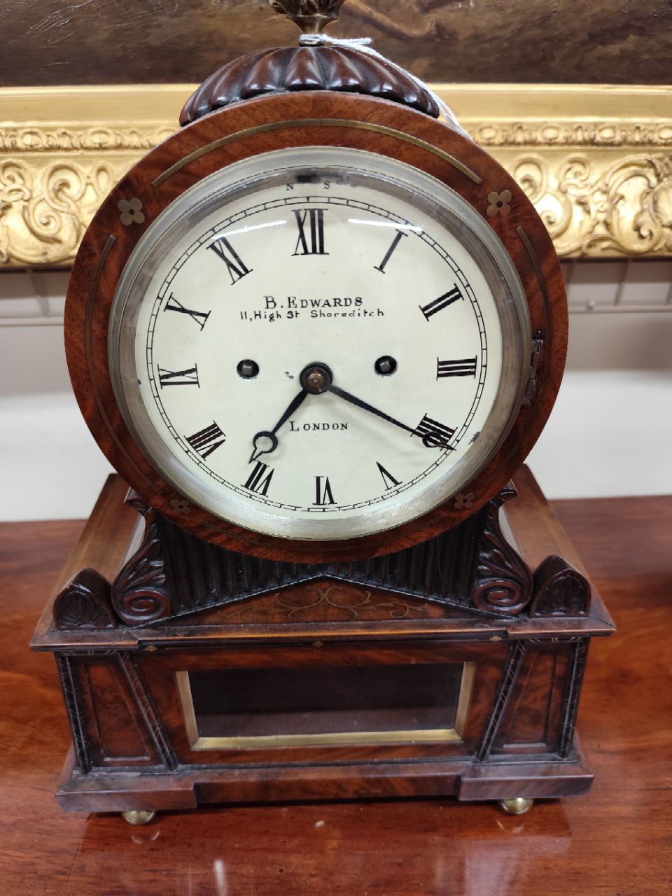 A very fine quality Regency period English Bracket Clock, the circular top with brass flame finial - Image 11 of 11