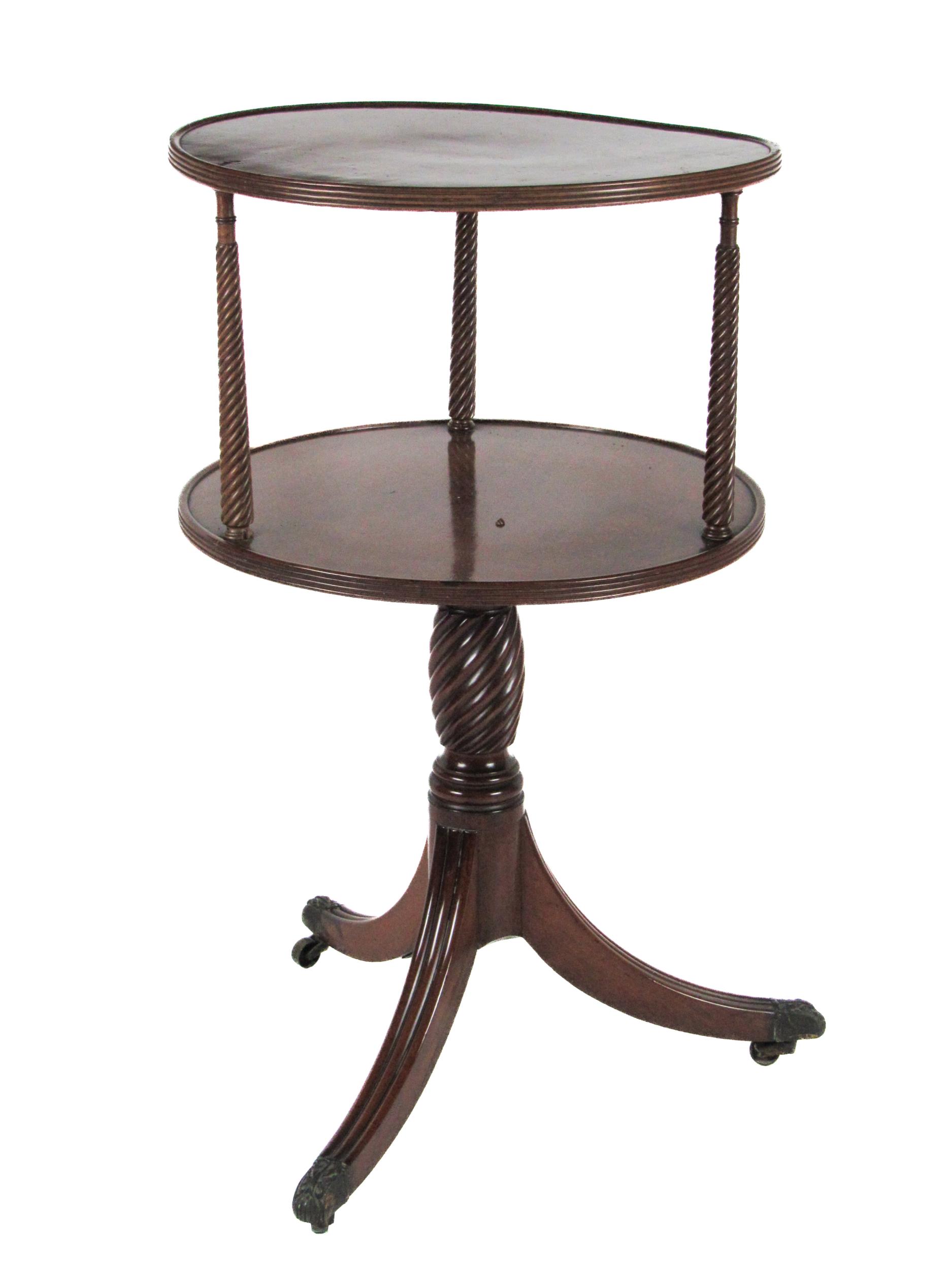 A fine quality 19th Century circular two tier Dumbwaiter, with reeded edge support, on a heavy