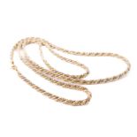 An attractive Ladies interlaced long Necklace, of rope design with white and yellow gold, 18ct,