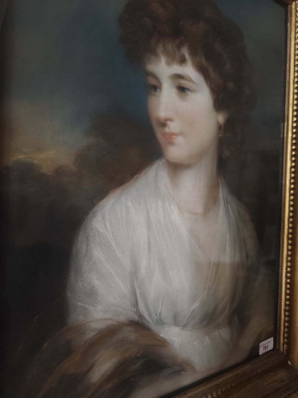 John Russell, R.A.  (1745-1806) "Countess of Oxford," [Jane Elizabeth Harley (nee Scott) 1774-1824,] - Image 7 of 11