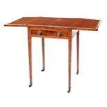 A Regency period mahogany square top fold-out Card Table, the top with satinwood string inlay, above