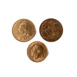 Sovereigns: A Victorian 1888 Royal Mint gold full Sovereign, and an 1896 Queen Victoria Sovereign;