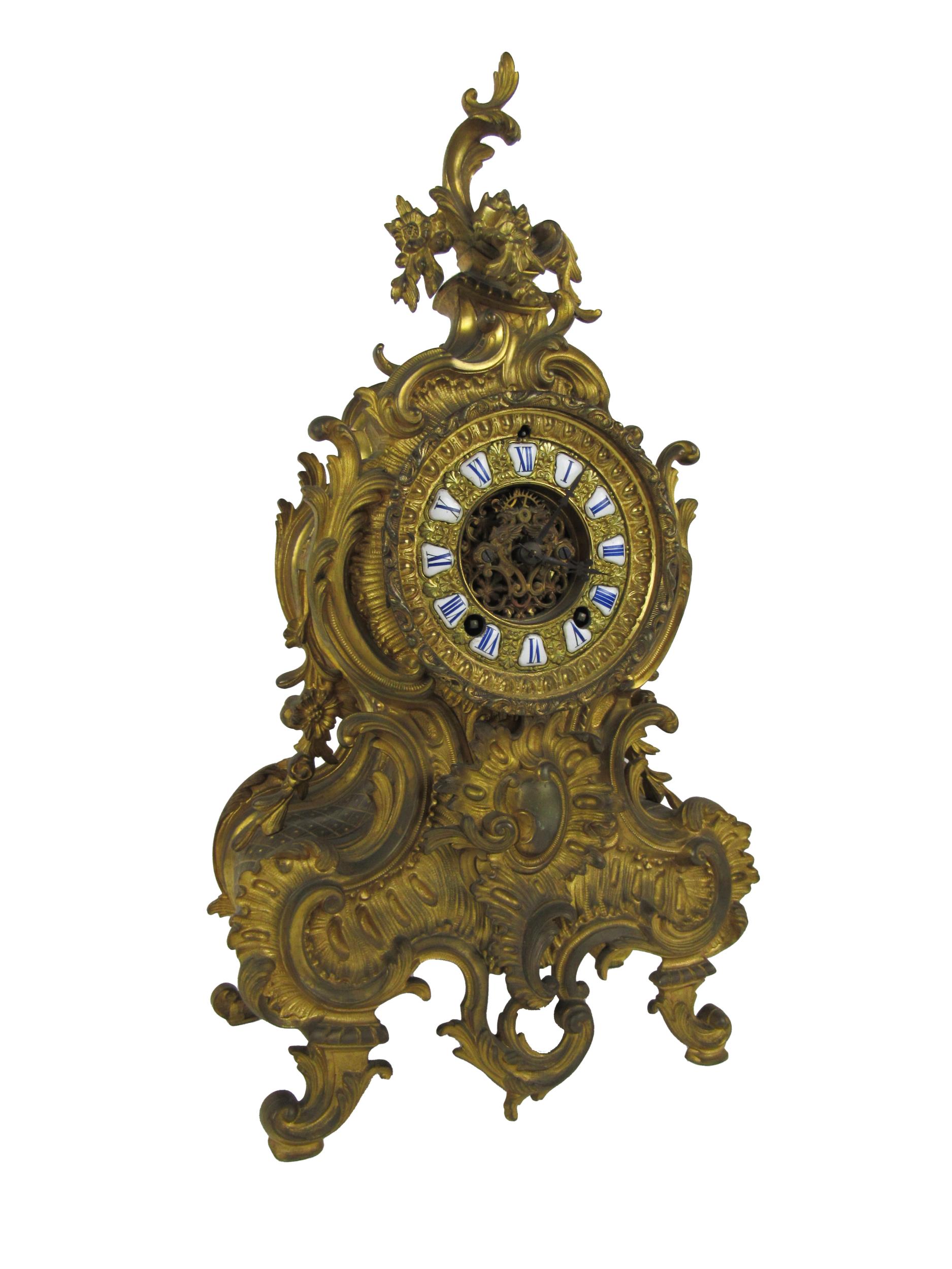 A fine quality Louis XVI French style ormolu Clock, the overall decorated in the rococo taste,