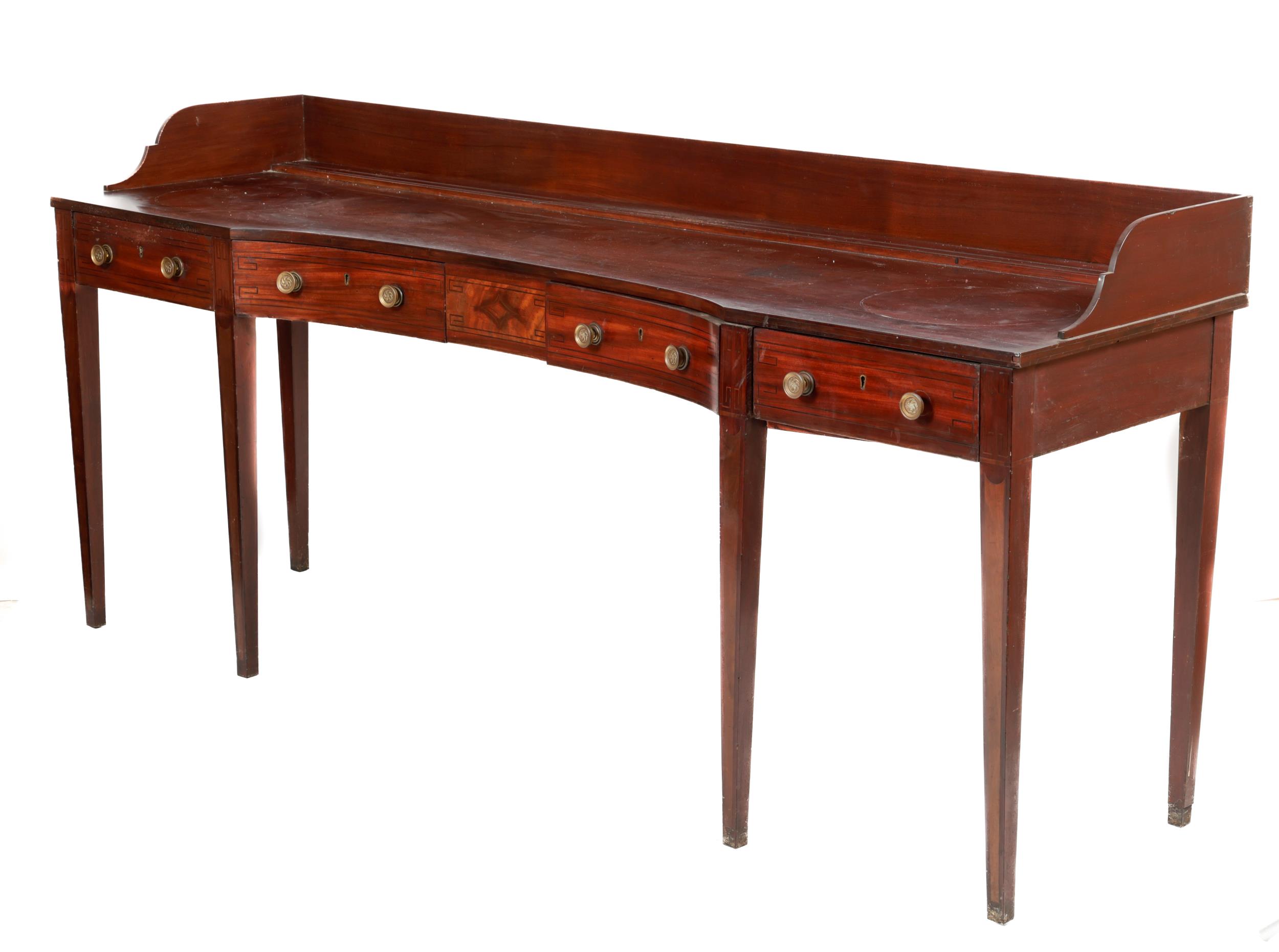 A fine quality Irish Regency Provincial mahogany inverted Side or Serving Table, possibly Cork,