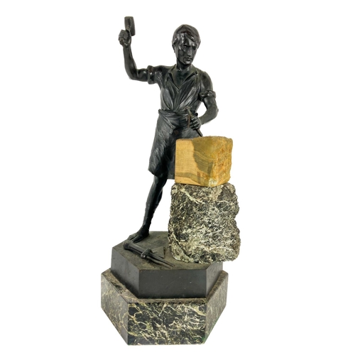 After Hans Keck, German (1875-1941) A fine quality bronze Figure of a stone mason at work, with