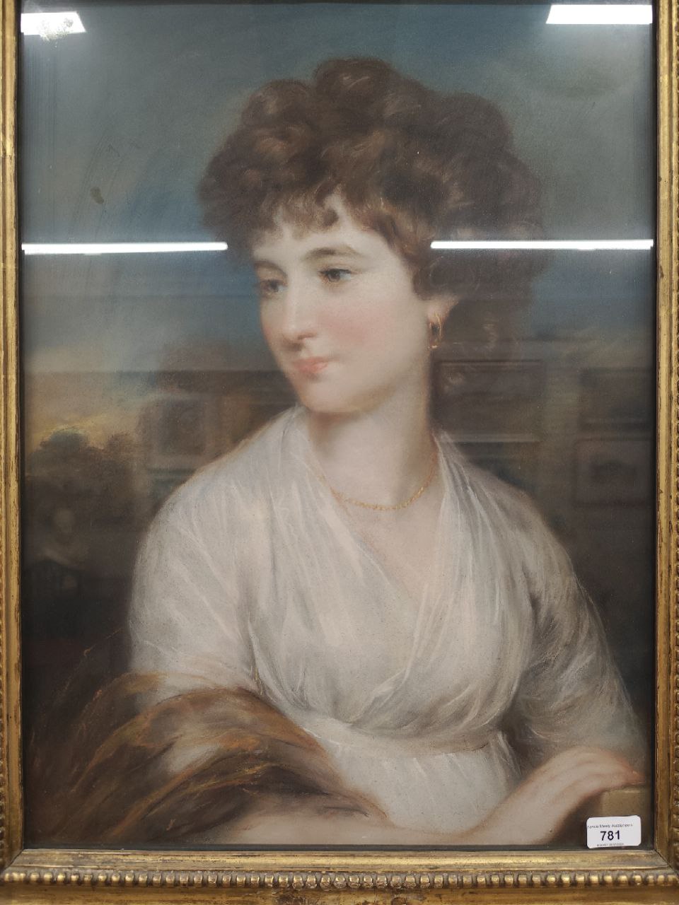 John Russell, R.A.  (1745-1806) "Countess of Oxford," [Jane Elizabeth Harley (nee Scott) 1774-1824,] - Image 11 of 11