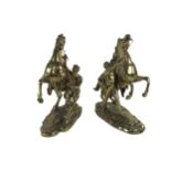 After Guillaume Cousteau (1677-1746) A pair of bronzed metal Marley Horses and attendants, each