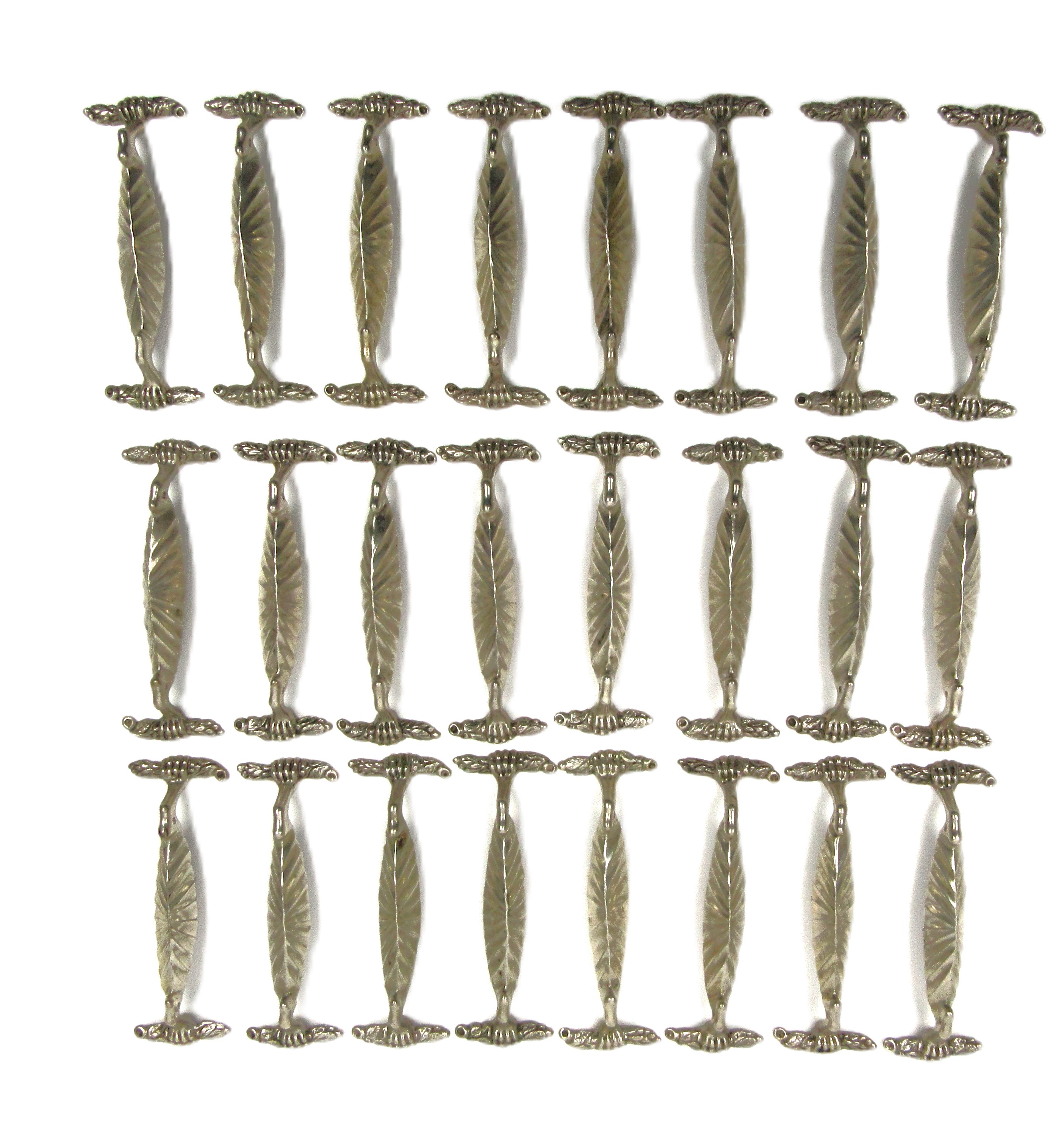 A collection of Continental silver plated Cutlery Stands, of elongated form with lion paw grasping