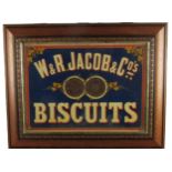 An attractive lithographic printed Advertisement, for "W. & R Jacobs & Co's Biscuits," on royal blue