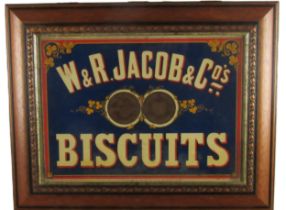 An attractive lithographic printed Advertisement, for "W. & R Jacobs & Co's Biscuits," on royal blue