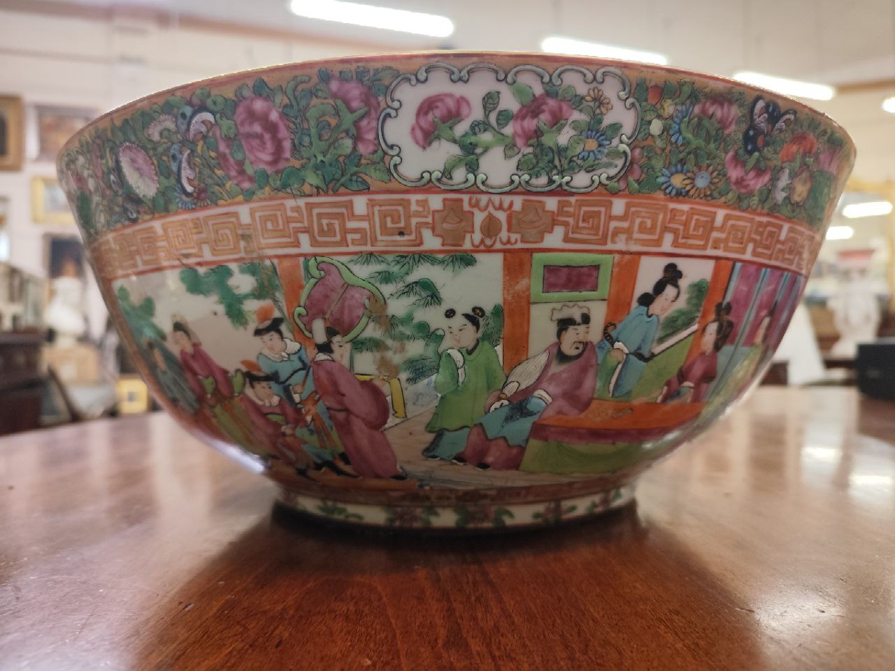 A 19th Century Cantonese Bowl, the interior decorated in the typical taste with flowers, birds and - Image 8 of 8