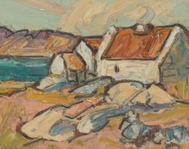 Marjorie Henry, RUA (1900-1974) "County Galway, Cottages in the West of Ireland," O.O.B., approx.