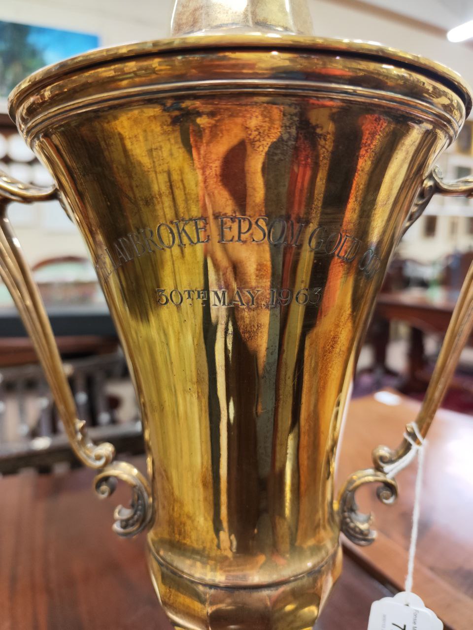 The Ladbroke Epsom Gold Cup, 1963 Horse Racing:  An important silver gilt two handled Trophy, by - Image 5 of 5