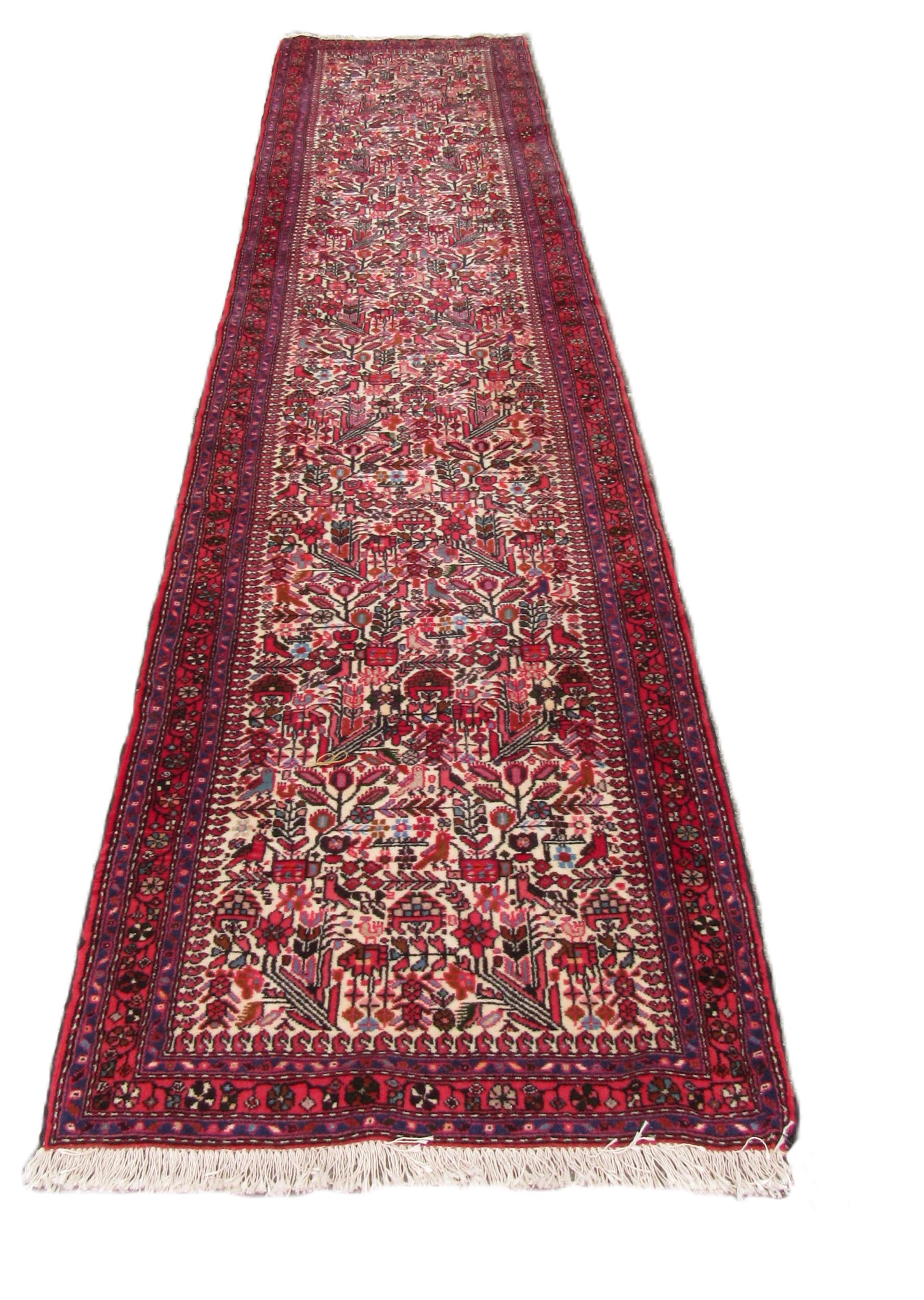 An attractive Middle Eastern heavy woolen Carpet Runner, (Persian - Rudbah) the central cream ground