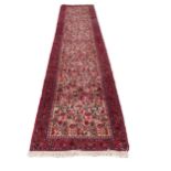 An attractive Middle Eastern heavy woolen Carpet Runner, (Persian - Rudbah) the central cream ground