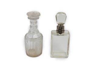Glassware:  A 19th Century silver mounted Bottle, with locket, approx. 27cms (10 1/2"); together