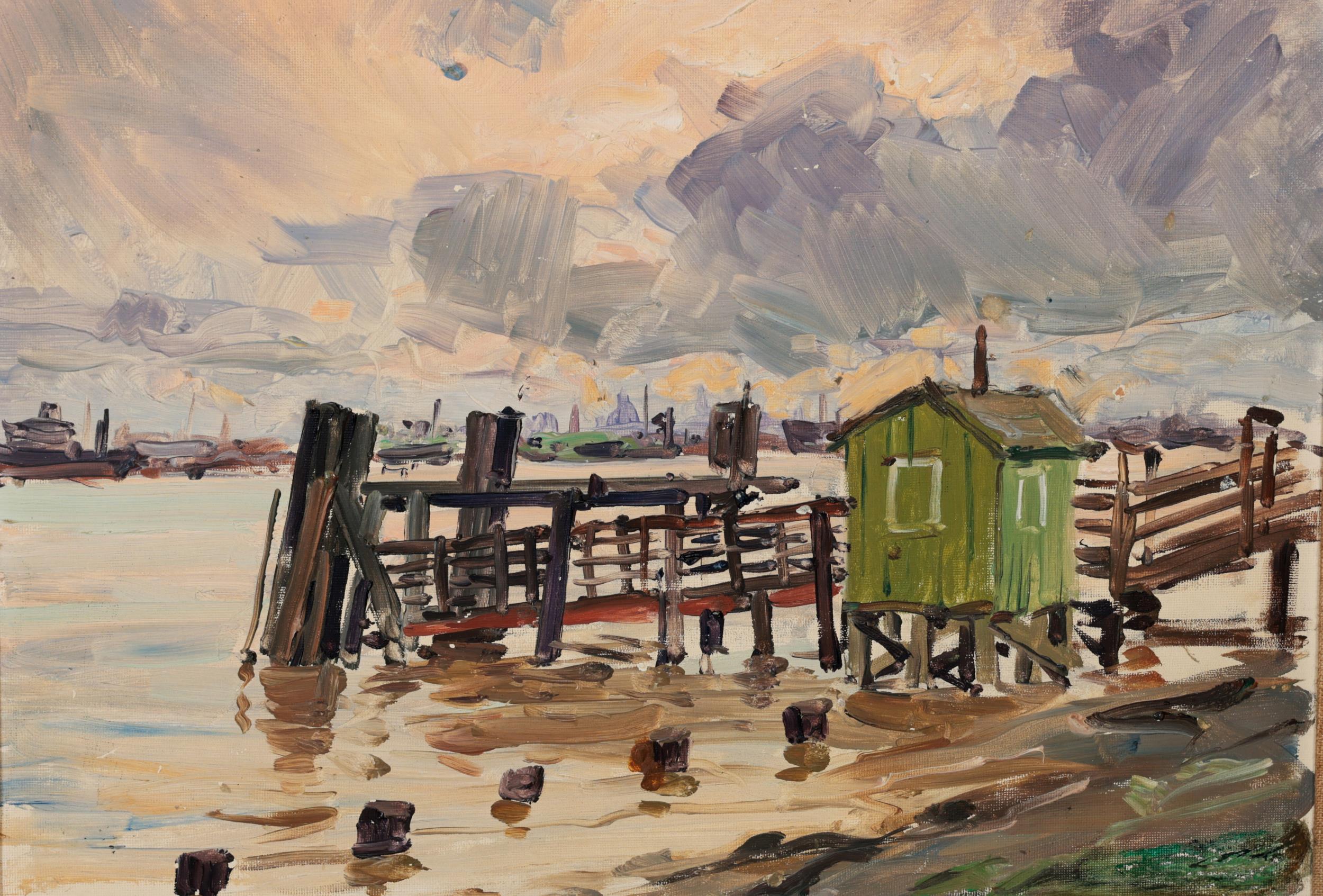 Attributed to John Singer Sargent, American (1856-1925) "The Pier," O.O.B., coastal scene with